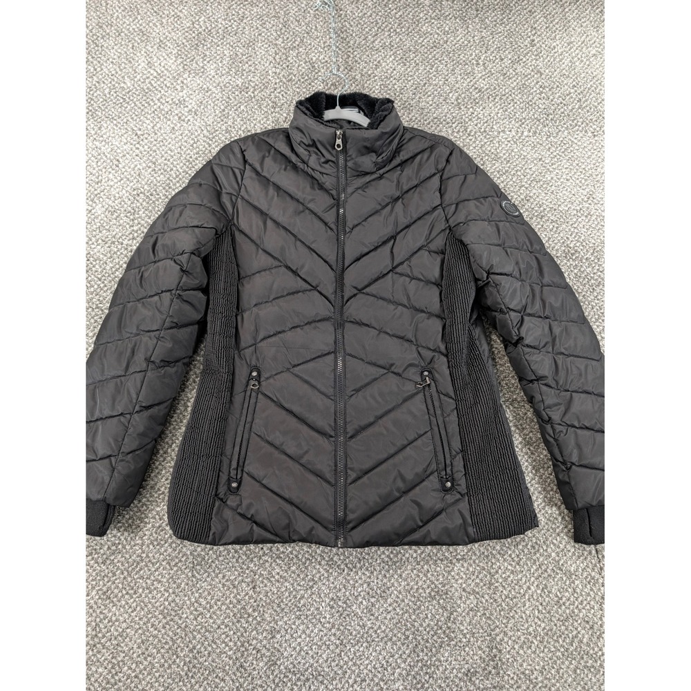 Nautica Womens Black Quilted Puffer Jacket Water Resistant Size Medium RN 94468